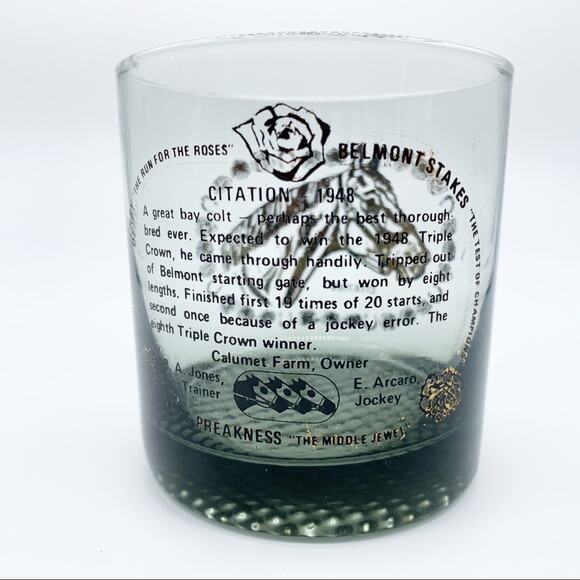 MCM Race Horse Whisky Short Drinking Glass -CITATION- triple crown Belmont 1948 - Picture 3 of 11